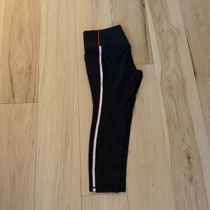 NEW Athleta Black Leggings with Red and White Stripe